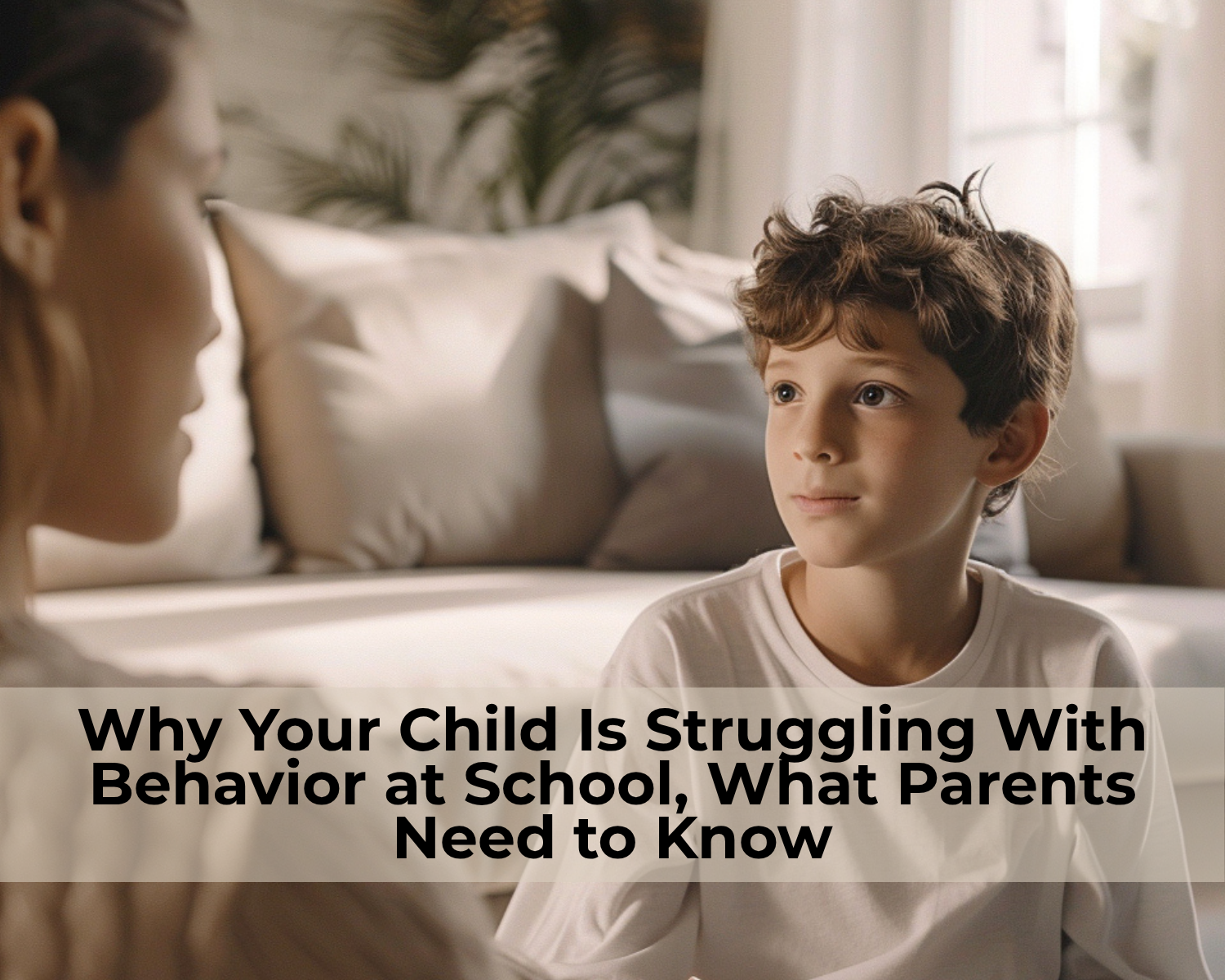 child sitting thoughtfully listening to parent in calm home environment